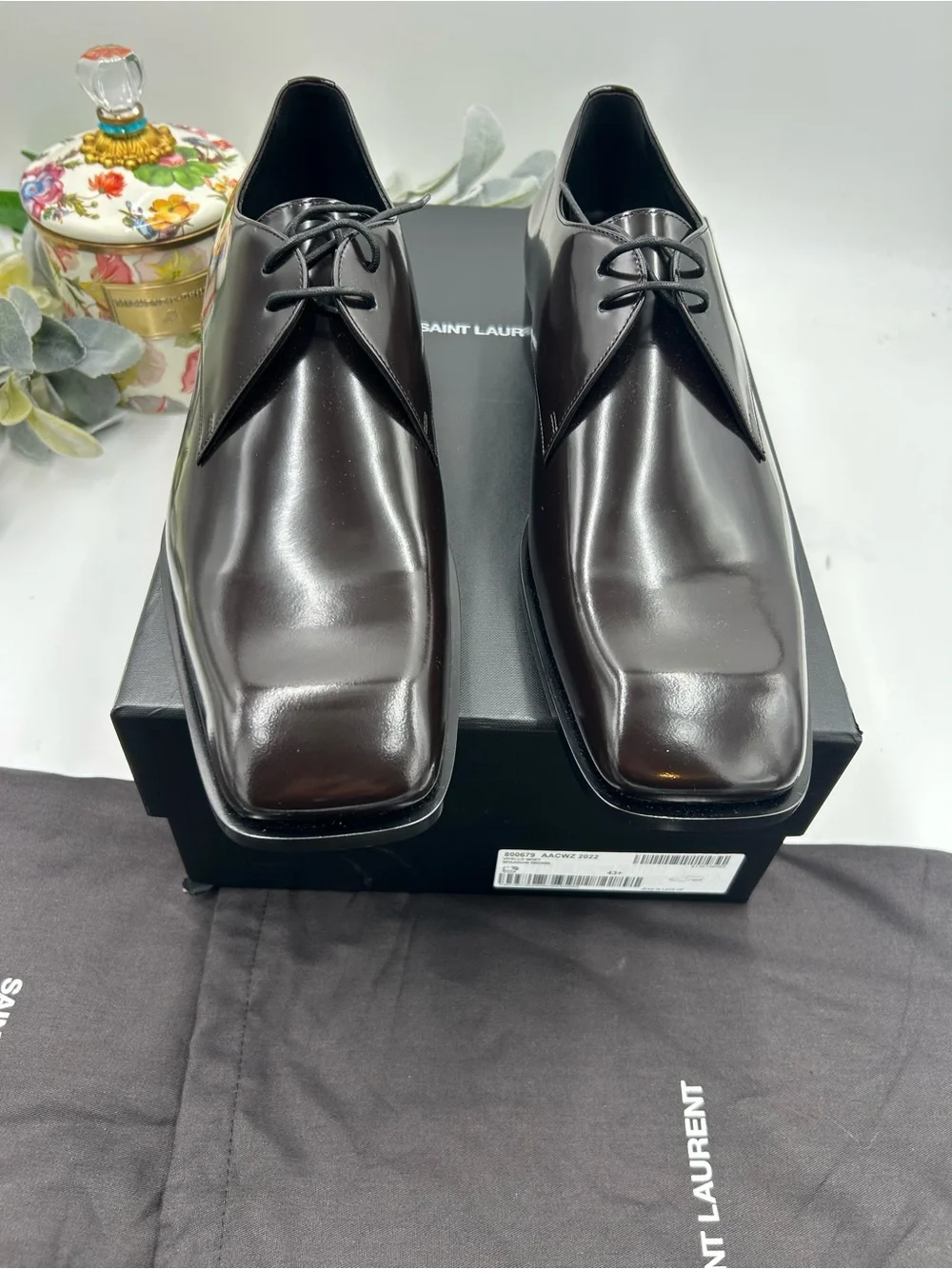 Men's Saint Laurent JEAN Leather, Derby shoes size 43.5/10.5 US  made in Italy